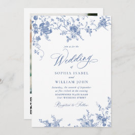 Invitación Jardín francés azul victoriano Código QR Boda de f
