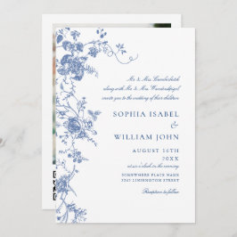 Invitación Jardín francés azul victoriano Código QR Boda de f