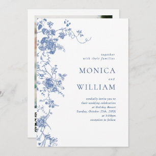 Invitación Jardín francés azul victoriano Código QR Boda de f