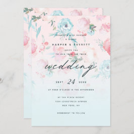 Invitación Jardín francés rosado Ombre Shabby Floral Boda