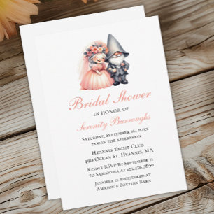 Invitación Jardín Gnome Naranja Bridal Shower Cuate Woodland