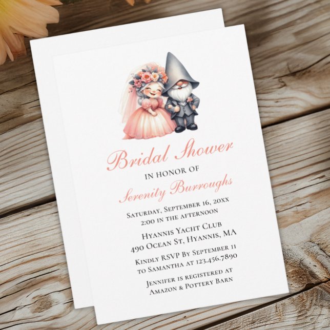 Invitación Jardín Gnome Naranja Bridal Shower Cuate Woodland (Subido por el creador)