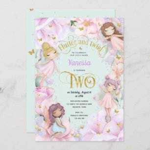 Invitación Jardín Hadas con temática, Chica 2º cumpleaños Inv