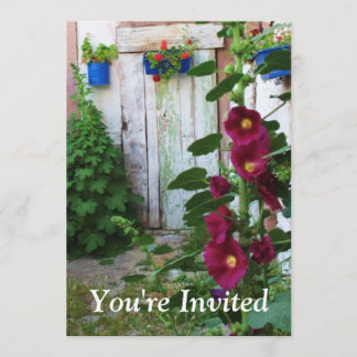 Invitación Jardín inglés malvarrosas y flores