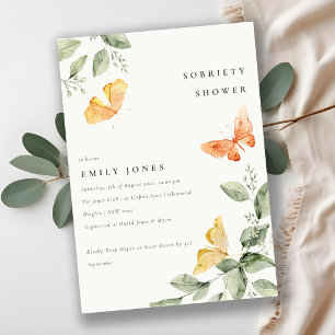 Invitación Jardín Lindo Foliaje Mariposas Sobriedad Ducha
