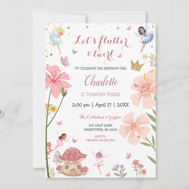 Invitación Jardín mágico encantado Nacimiento de bosque de ha (Anverso)