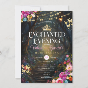 Invitación Jardín Mágico Quinceañera 15 Flores de oro