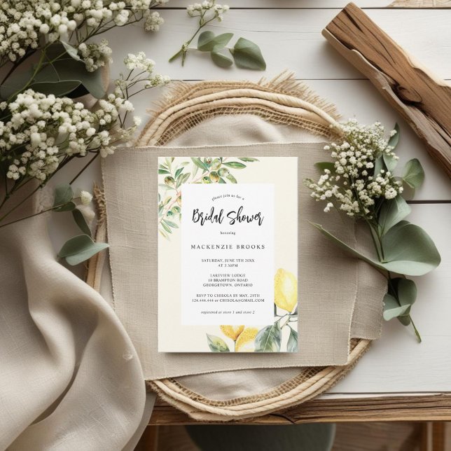 Invitación Jardín Mediterráneo Elegante ducha de novia limón (Subido por el creador)