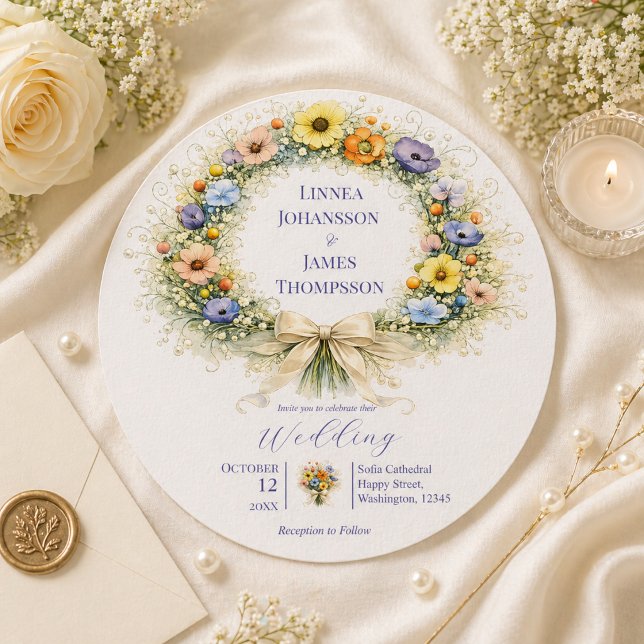 Invitación Jardín Mínimo de Flor Silvestre Romántico para Bod (Subido por el creador)
