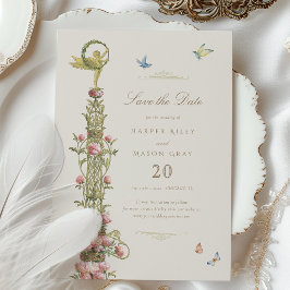Invitación Jardín mítico Salven la cita Elegancia de oro