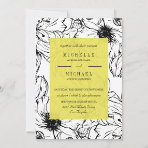 Invitación Jardín moderno   Amarillo   boda floral