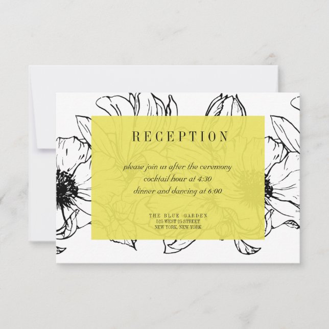Invitación Jardín moderno | Amarillo | Boda floral RSVP (Anverso)