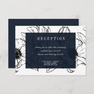 Invitación Jardín moderno   Azul   Boda floral RSVP