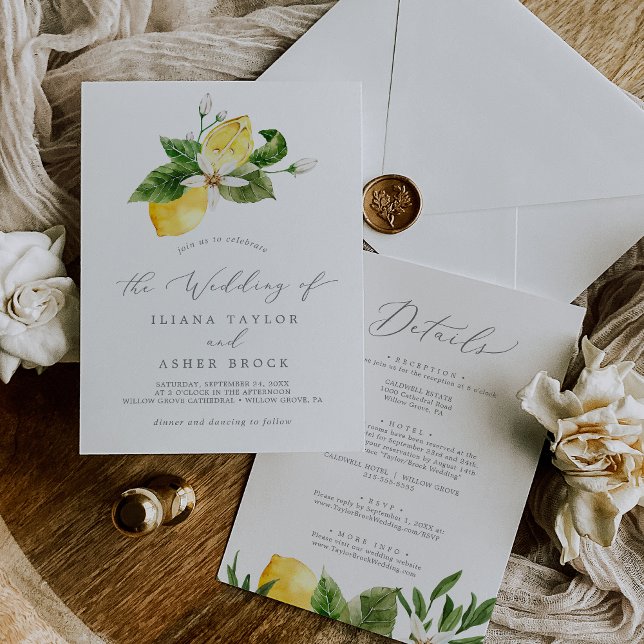 Invitación Jardín Moderno De Limón Todo En Un Boda (Subido por el creador)
