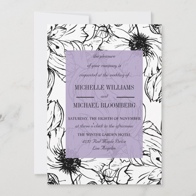 Invitación Jardín moderno | Lavanda | boda floral (Anverso)