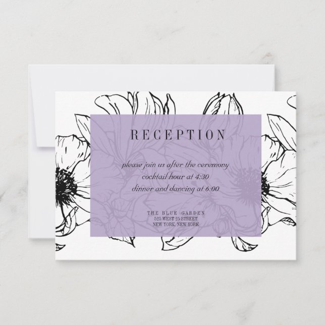 Invitación Jardín moderno | Lavanda | Boda floral RSVP (Anverso)
