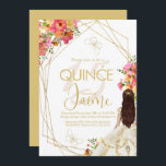 Invitación Jardín Monogramado Quince Florals Español<br><div class="desc">Dulce dieciséis invitaciones con dulces monogramados 16</div>