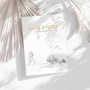 Invitación Jardín Picnic Minimalista Negro y Boda Blanco