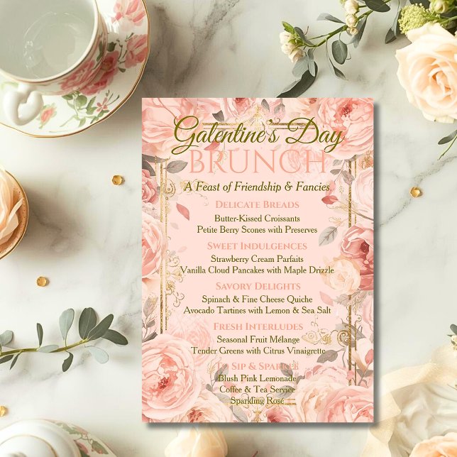 Invitación Jardín Rococó Soleado Brunch Galentine Flores Té (Subido por el creador)