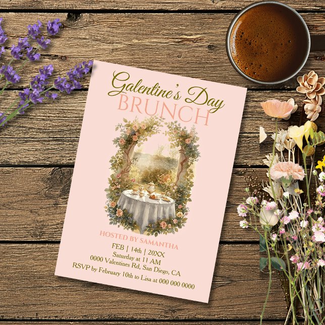 Invitación Jardín Rococó Soleado Brunch Galentine Flores Té (Subido por el creador)