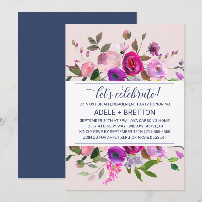 Invitación Jardín romántico celebremos (Anverso / Reverso)