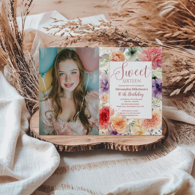 Invitación Jardín Romántico de Florales Cumple Dulces Diecisé (Subido por el creador)