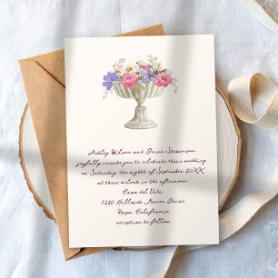 Invitación Jardín Romántico de Toscana Urna con Flores Boda