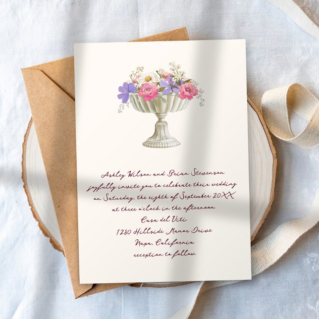 Invitación Jardín Romántico de Toscana Urna con Flores Boda (Subido por el creador)