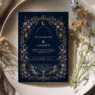 Invitación Jardín romántico iluminado por la luna Boda celest