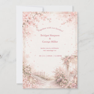 Invitación Jardín Romántico Sakura Felicidad Nupcial