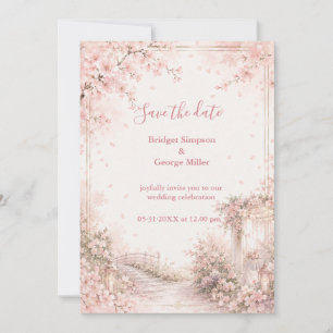 Invitación Jardín Romántico Sakura Felicidad Nupcial