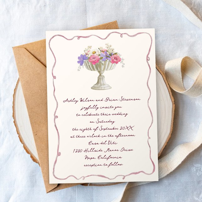 Invitación Jardín romántico toscano Urna con flores Boda (Subido por el creador)