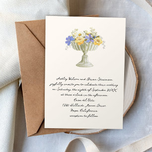Invitación Jardín Romántico Urna Toscana con Flores Boda