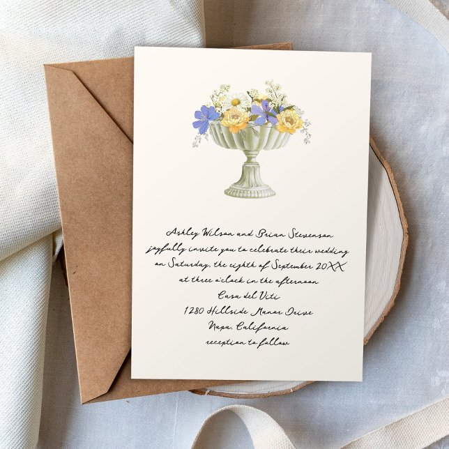 Invitación Jardín Romántico Urna Toscana con Flores Boda (Subido por el creador)