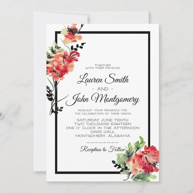 Invitación Jardín Romántico Vintage | BODA (Anverso)