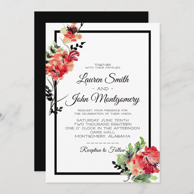 Invitación Jardín Romántico Vintage | BODA (Anverso / Reverso)