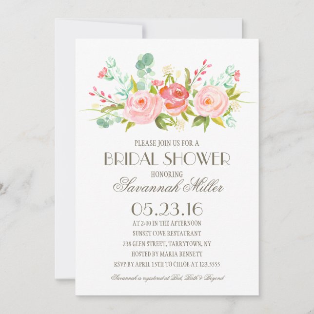 Invitación Jardín Rosa | Bridal Shower (Anverso)