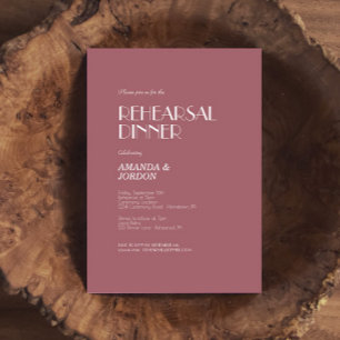 Invitación Jardín Rosa   Cena de ensayo Rosa oscuro Boda