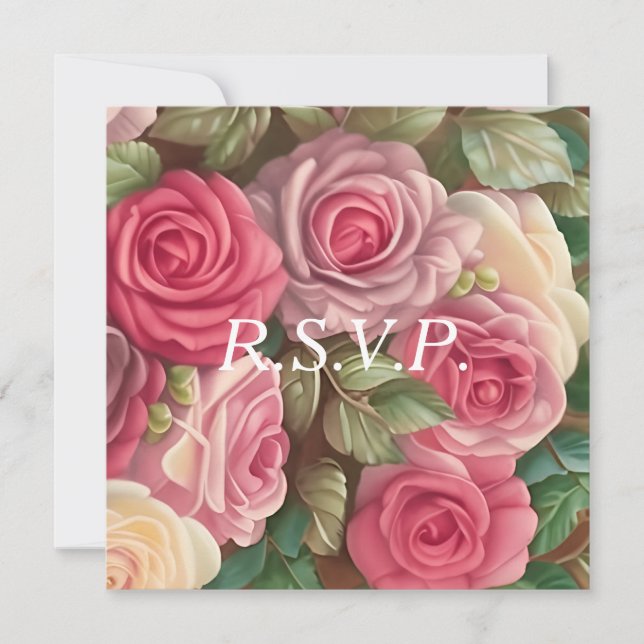 Invitación Jardín Rosa de Victoria - Boda Bouquet (Anverso)