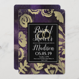 Invitación Jardín Rosa Faux Gold Splash Bridal Shower