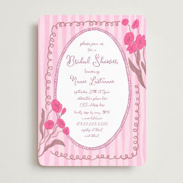Invitación Jardín Rosa Mano Whimsical Pintada Ducha Bridal