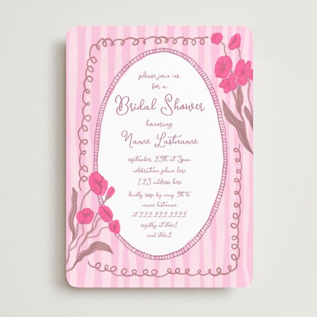 Invitación Jardín Rosa Mano Whimsical Pintada Ducha Bridal (Subido por el creador)