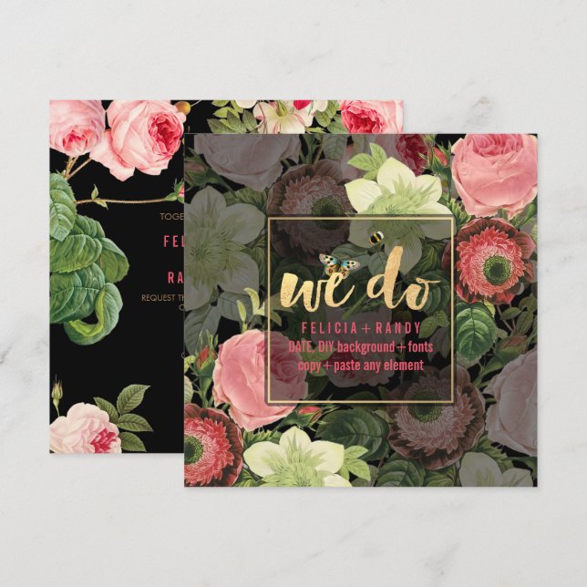 Invitación Jardín Rosa PixDezines (Anverso / Reverso)