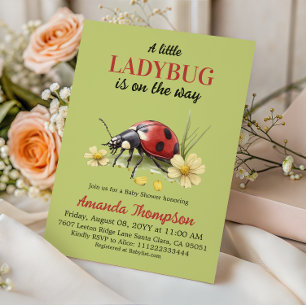 Invitación Jardín Rústico Floral Una Pequeña Ladybug Baby Sho