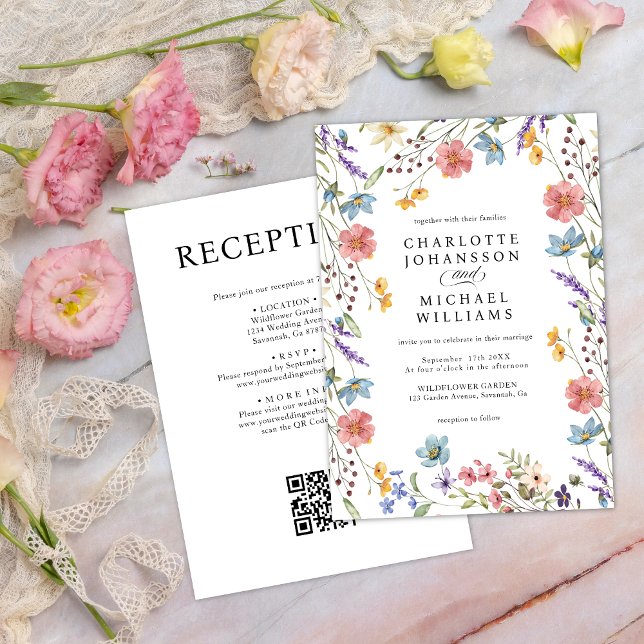 Invitación Jardín rústico moderno de flores silvestres todo e (Subido por el creador)