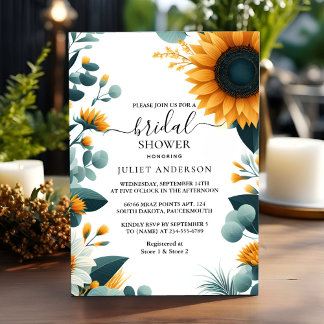 Invitación Jardín rústico Vegetación Sunflower Ducha de novia