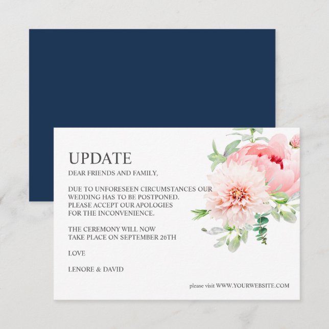 Invitación Jardín salvaje | ACTUALIZACIÓN DEL BODA Rosa Dahli (Anverso / Reverso)