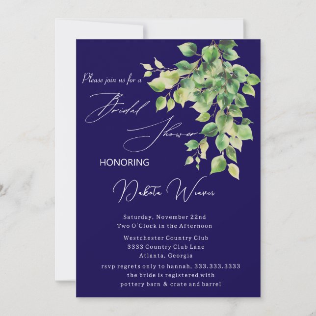 Invitación Jardín salvaje deja ducha de novia (Anverso)