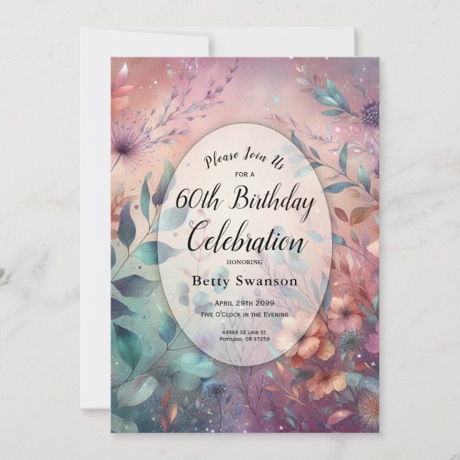 Invitación Jardín Secreto en Año Personalizado Brillante de N (Anverso)