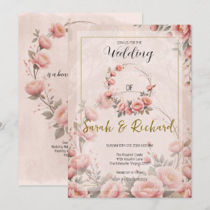 Invitación Jardín Secreto Floral Rosa Melocotón Boda Capricho